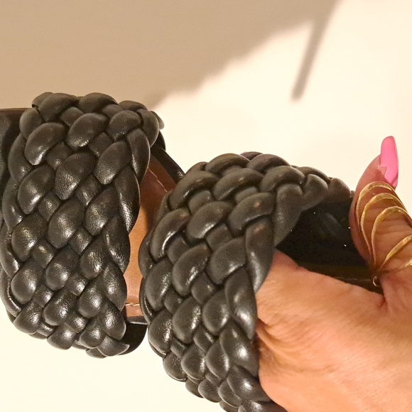 #76 Leather High Heeled Sandals With Thick Front Braided Straps (Pintervalle) - Picture 3 of 5